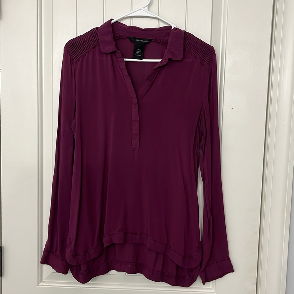 Calvin Klein wine colored blouse